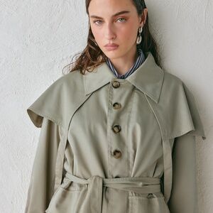 VRG GRL Gina Trench Coat in Beige, Size 4